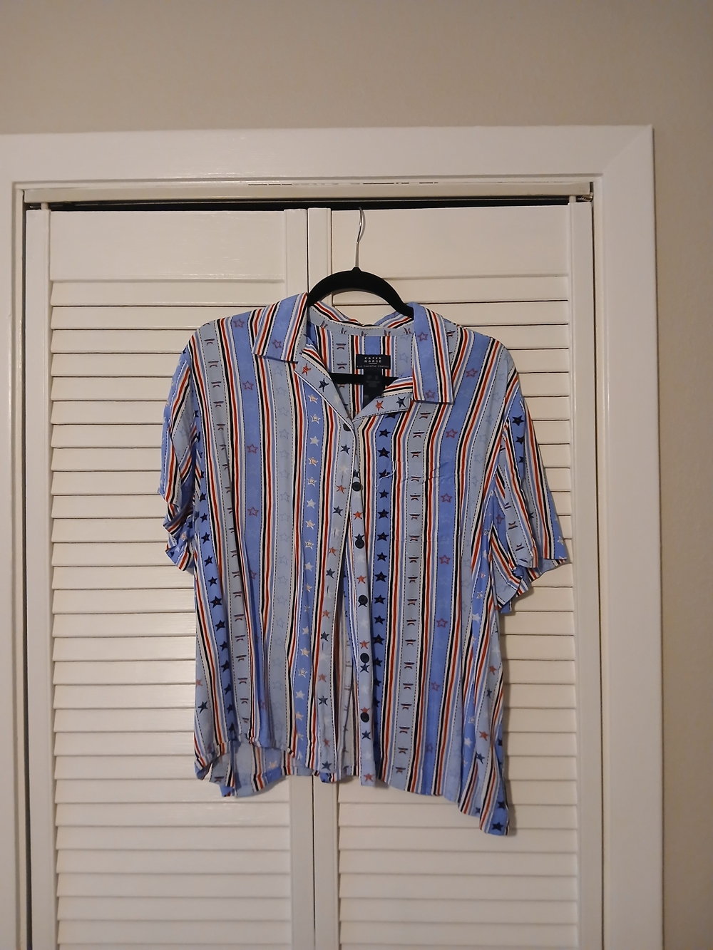 Liz Claiborne Stars And Stripes Short-Sleeve Button-Down